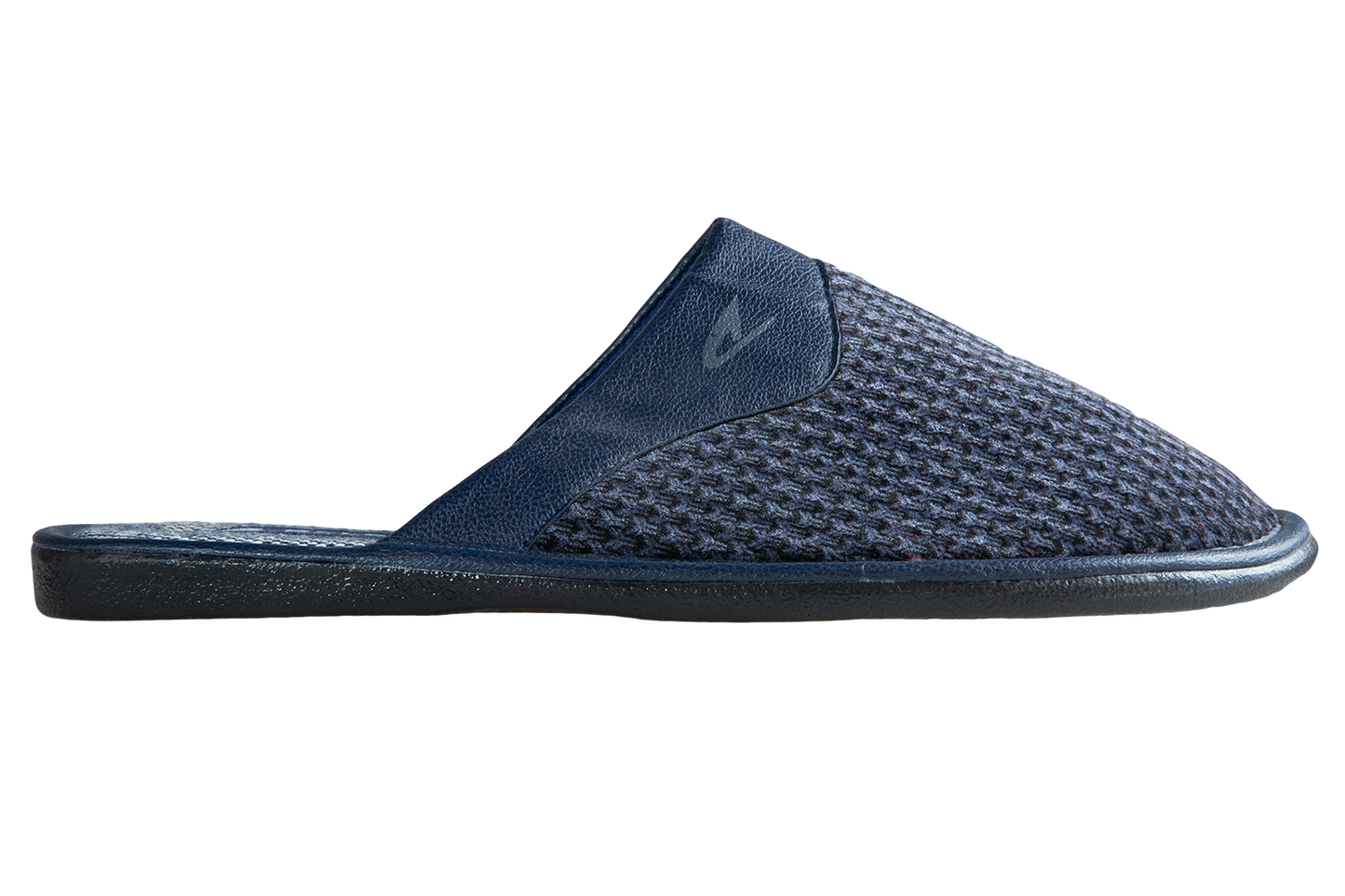 Тийнейджърски чехли BELSTA от сив велур с принт и синя еко кожа/Teen BELSTA Slippers in Gray Velvet with Print and Blue Eco Leather