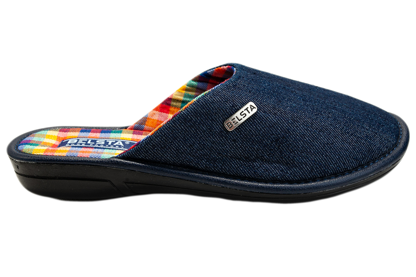 Дамски затворени чехли BELSTA от тъмносин деним/Women's Closed Slippers BELSTA from Dark Blue Denim