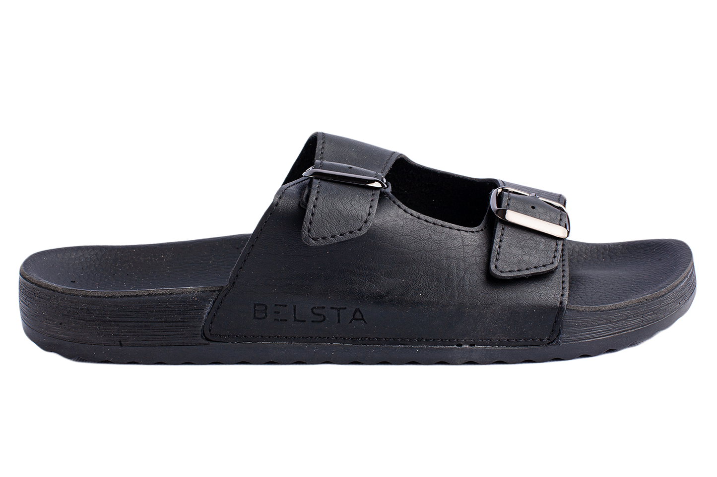 Мъжки летни чехли BELSTA от еко кожа в черен цвят с катарами\Men’s Summer Slippers BELSTA from Black Eco-Leather with Buckles