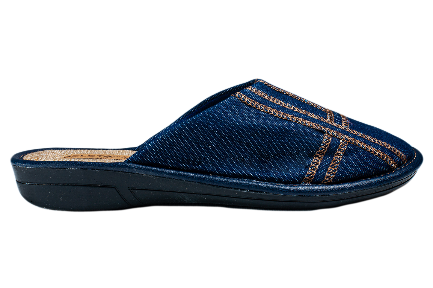 Дамски затворени чехли BELSTA от деним с бродерия/Women's Closed Slippers BELSTA from Denim with Embroidery