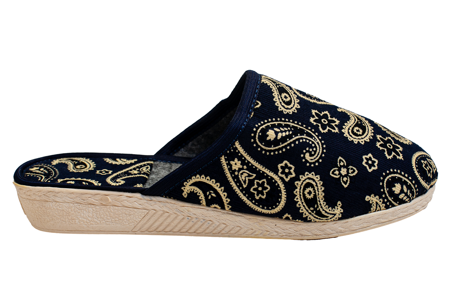 Дамски затворени пантофи BELSTA от черен велвет/Women's Closed Slippers BELSTA from Black Velvet with Pink Floral Prin