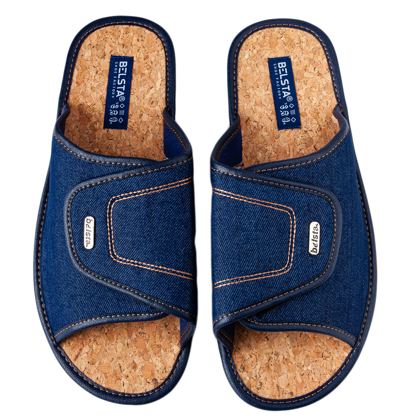 Дънкови мъжки чехли BELSTA с велкро