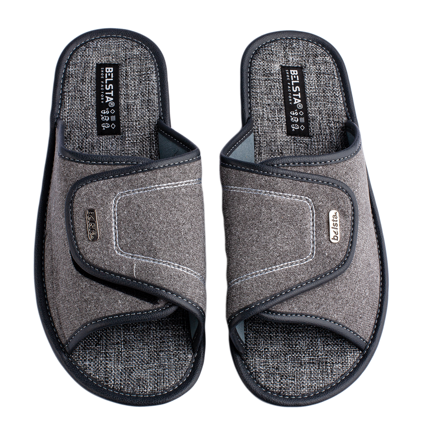 Мъжки чехли BELSTA с велкро, декорирани с бродерия