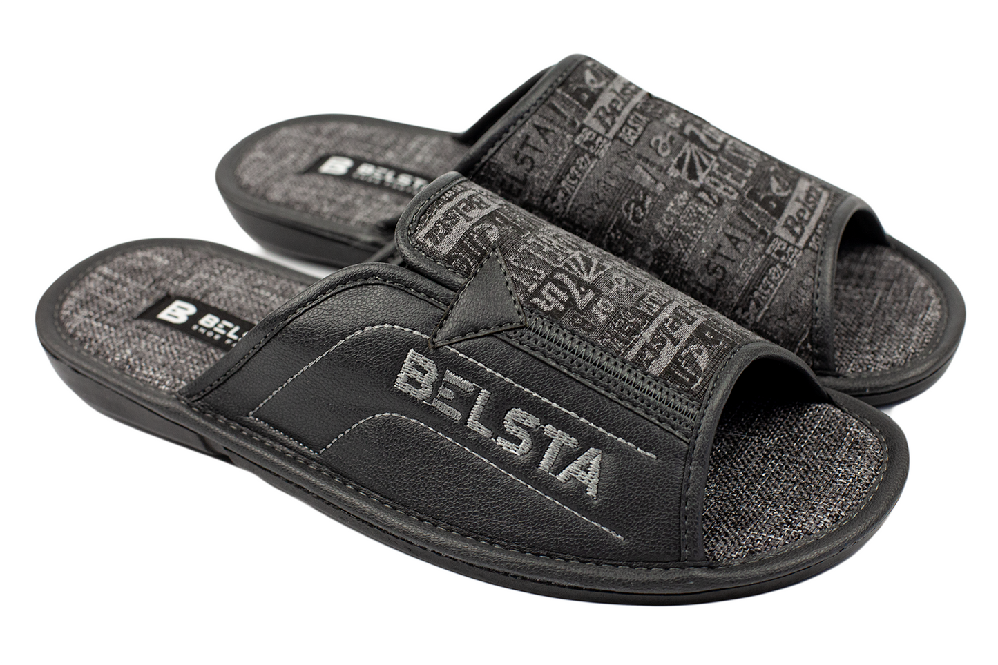 Мъжки отворени чехли BELSTA от текстил и еко кожа