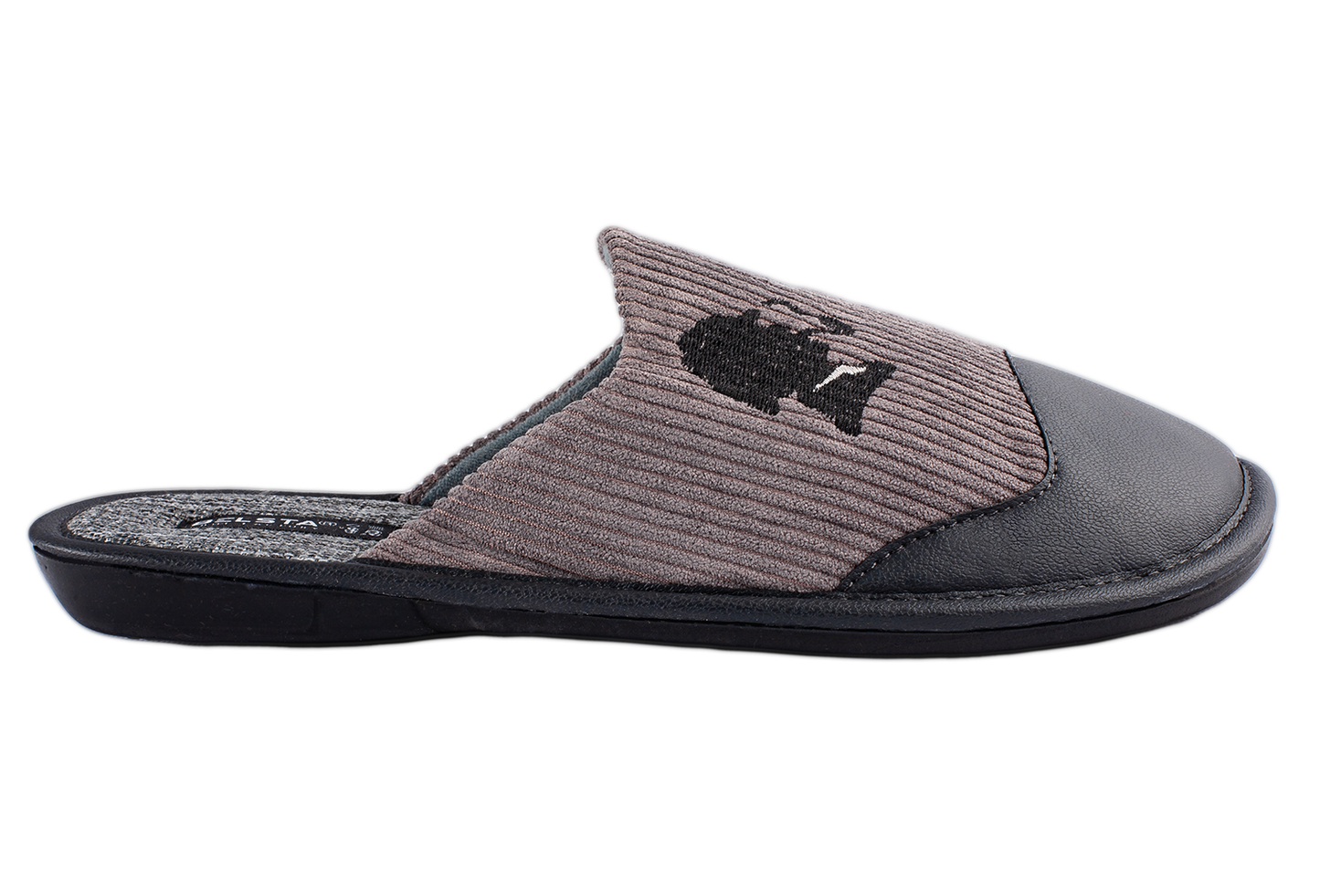 Мъжки затворени пантофи BELSTA от велвет с еко кожа и бродерия/Men's Closed Slippers BELSTA from Velvet with Eco-Leather and Embroidery