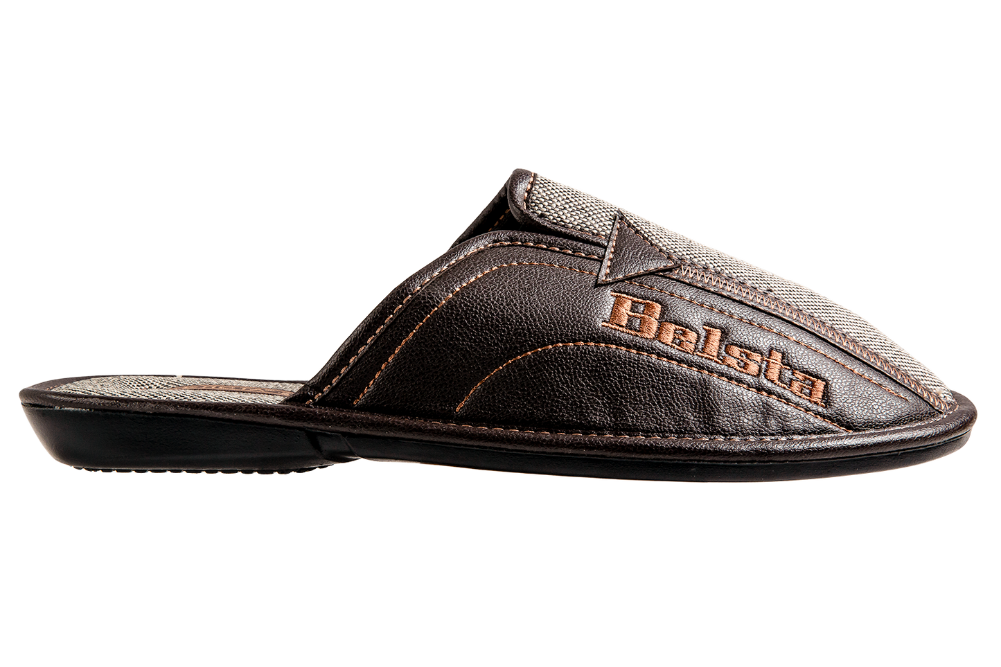 Мъжки затворени пантофи BELSTA от текстил с принт “вестник” и еко кожа/Men's Closed Slippers BELSTA from Newspaper Textile with Eco Leather Insert