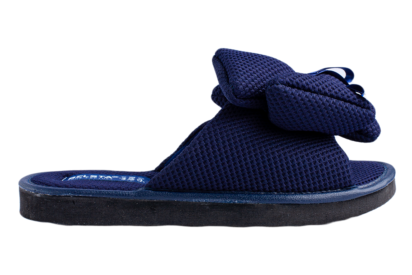 Дамски отворени пантофи BELSTA от текстил с обемен текстилен панделка/Women's Open Slippers BELSTA from Textile with a Large Textile Bow