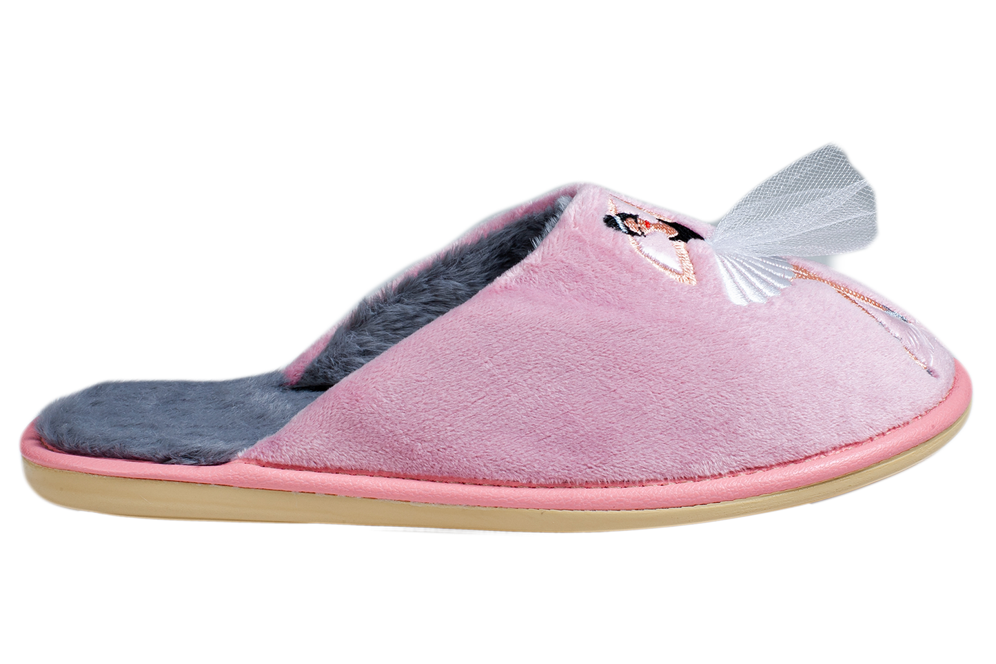 Дамски затворени чехли BELSTA от велур с бродерия “Балерина”/Women’s Closed BELSTA Slippers in Velvet with “Ballerina” Embroidery