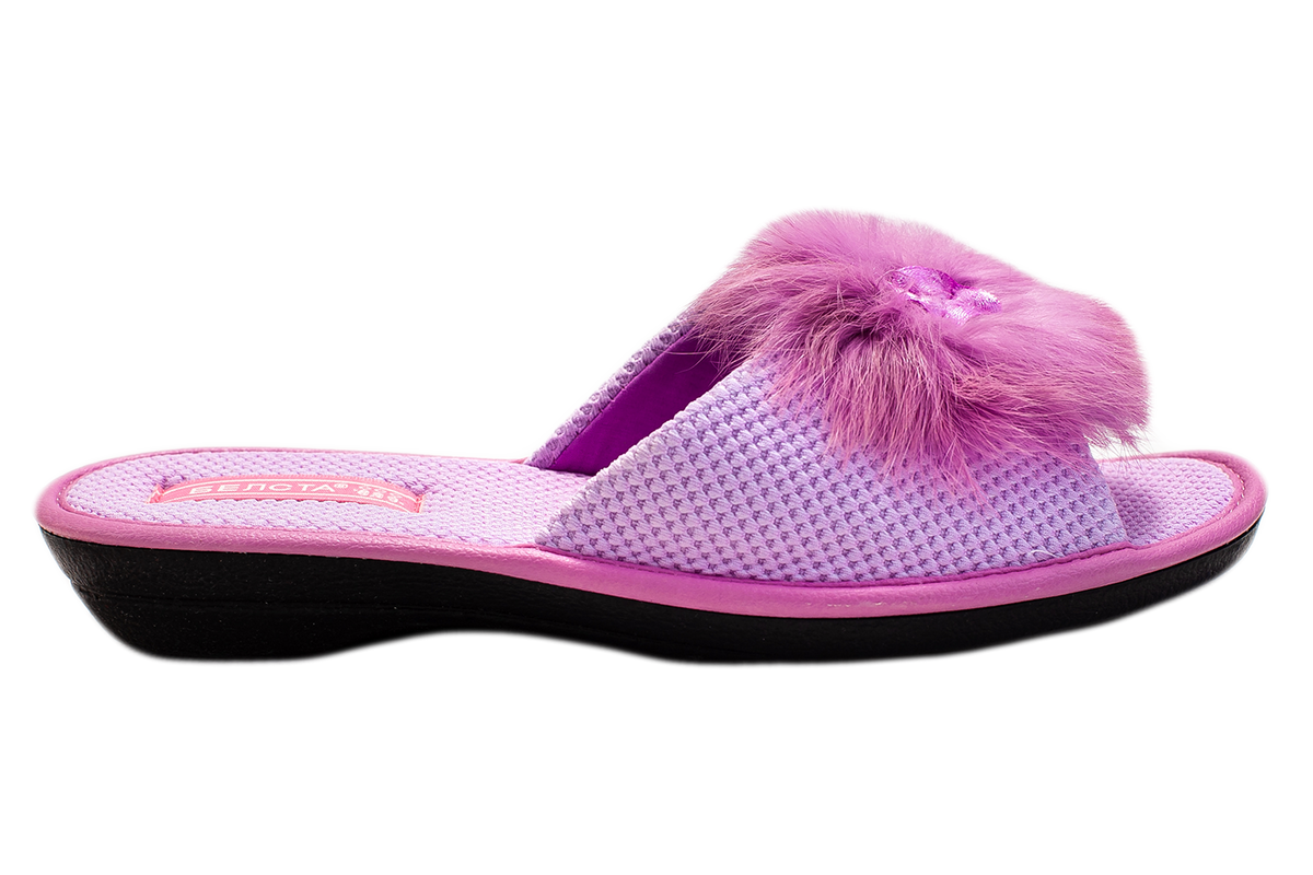 Women's open-toe slippers BELSTA made of soft velvet with fluff