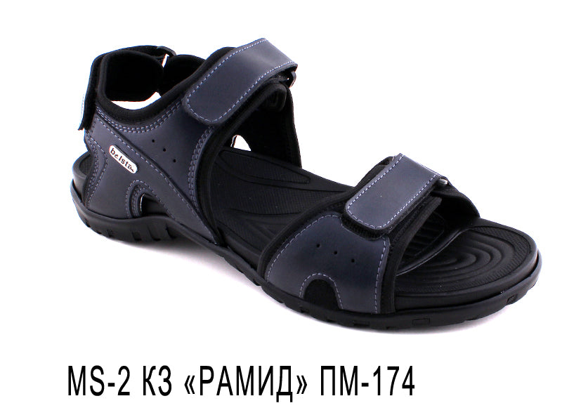 Мъжки летни сандали BELSTA от еко кожа в черен цвят с велкро\Men’s Summer Sandals BELSTA from Eco-Leather in Black with Velcro