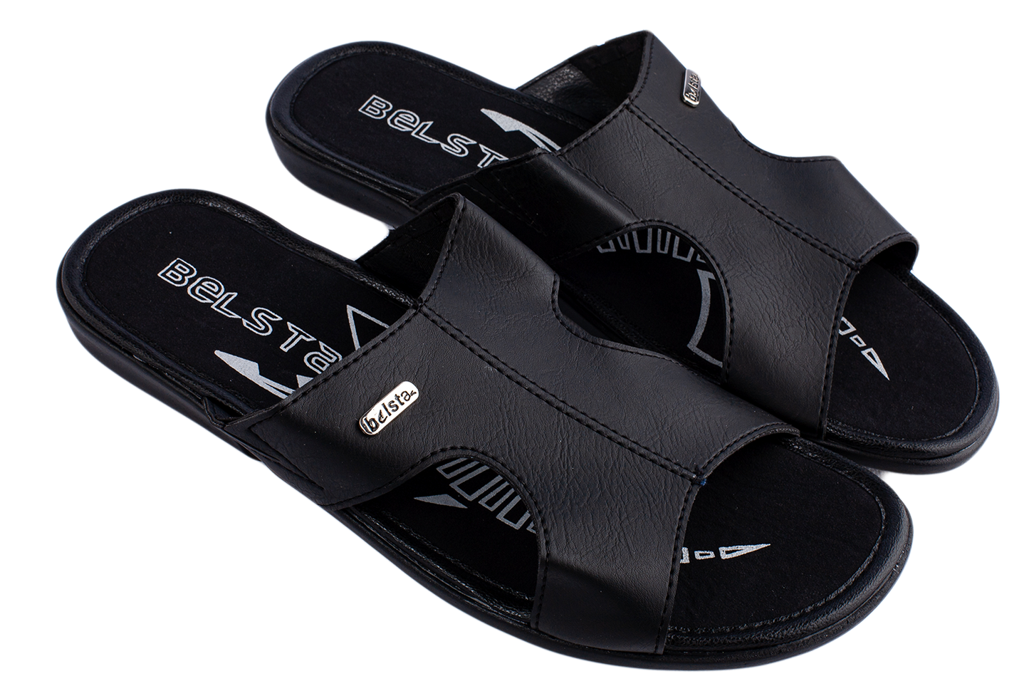 Мужки чехли BELSTA от еко кожа с надпис на фабриката/Men's Slippers BELSTA from Eco-Leather with Factory Branding