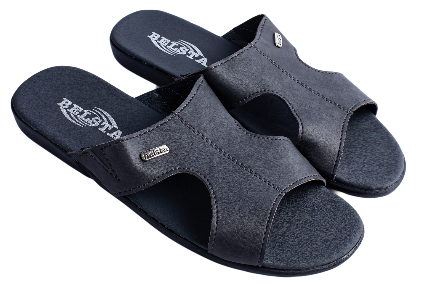 Мужки чехли BELSTA от еко кожа с надпис на фабриката/Men's Slippers BELSTA from Eco-Leather with Factory Branding