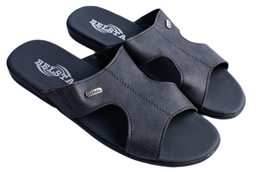 Мужки чехли BELSTA от еко кожа с надпис на фабриката/Men's Slippers BELSTA from Eco-Leather with Factory Branding