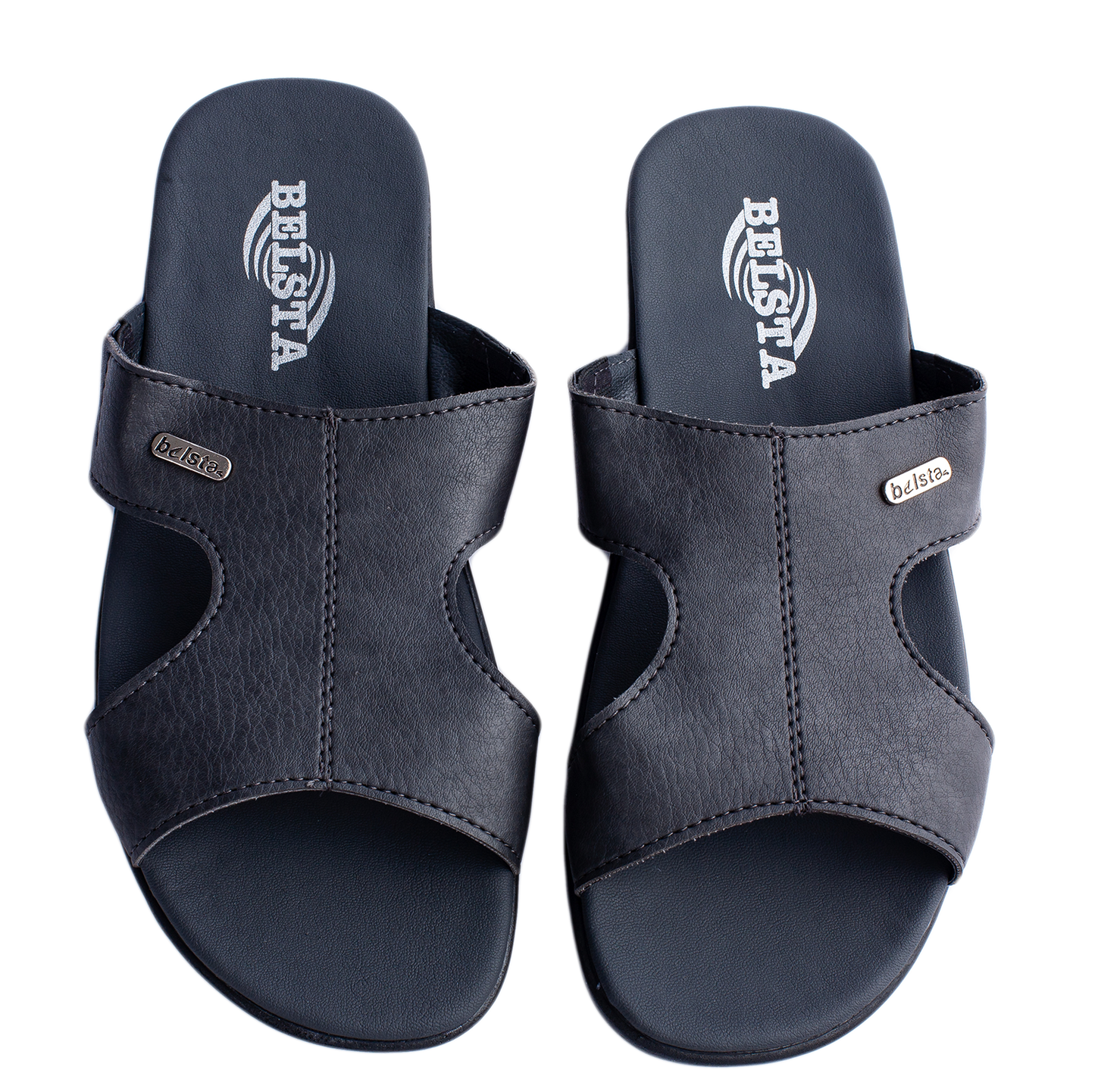Мужки чехли BELSTA от еко кожа с надпис на фабриката/Men's Slippers BELSTA from Eco-Leather with Factory Branding