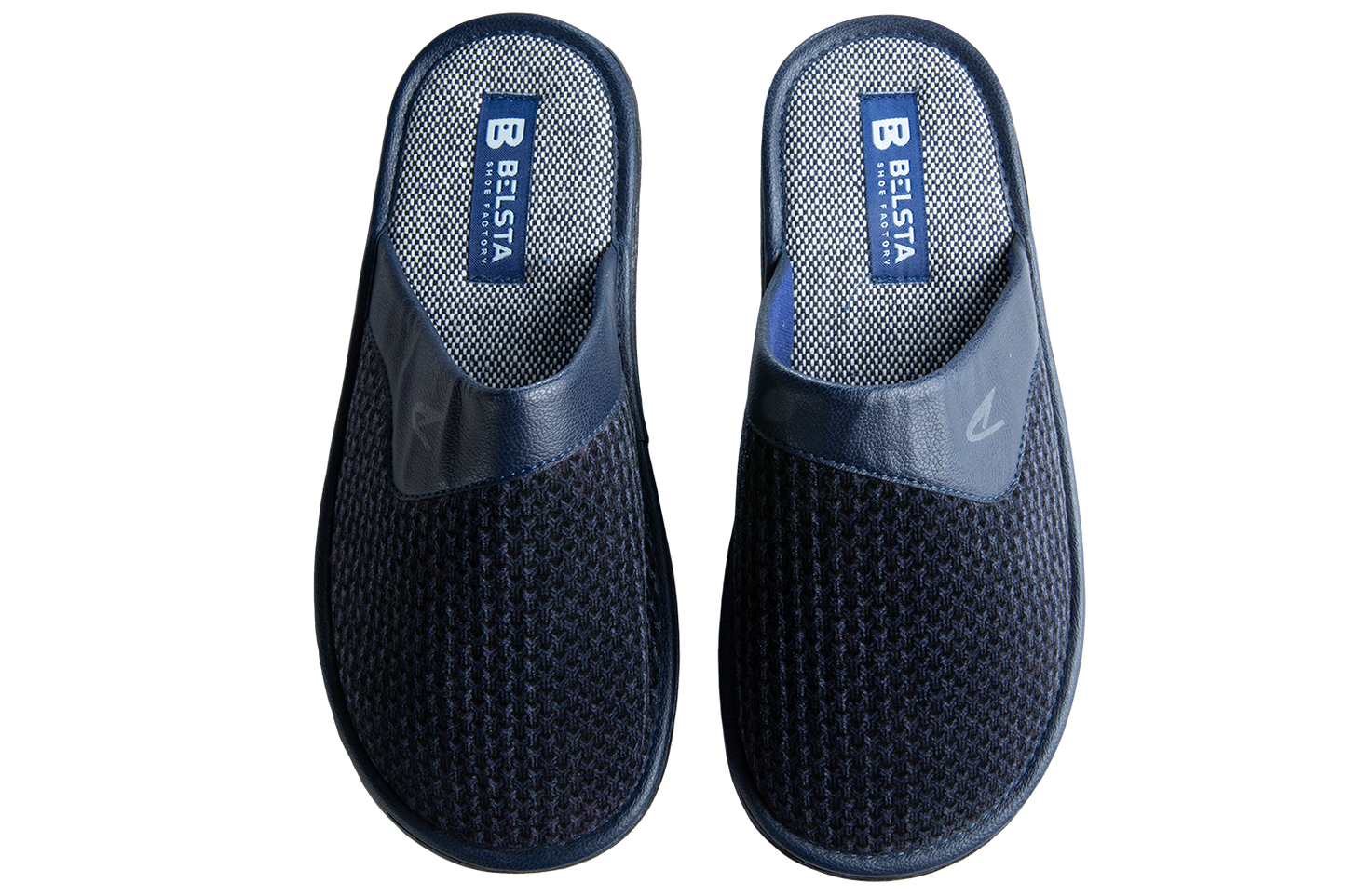 Тийнейджърски чехли BELSTA от сив велур с принт и синя еко кожа/Teen BELSTA Slippers in Gray Velvet with Print and Blue Eco Leather