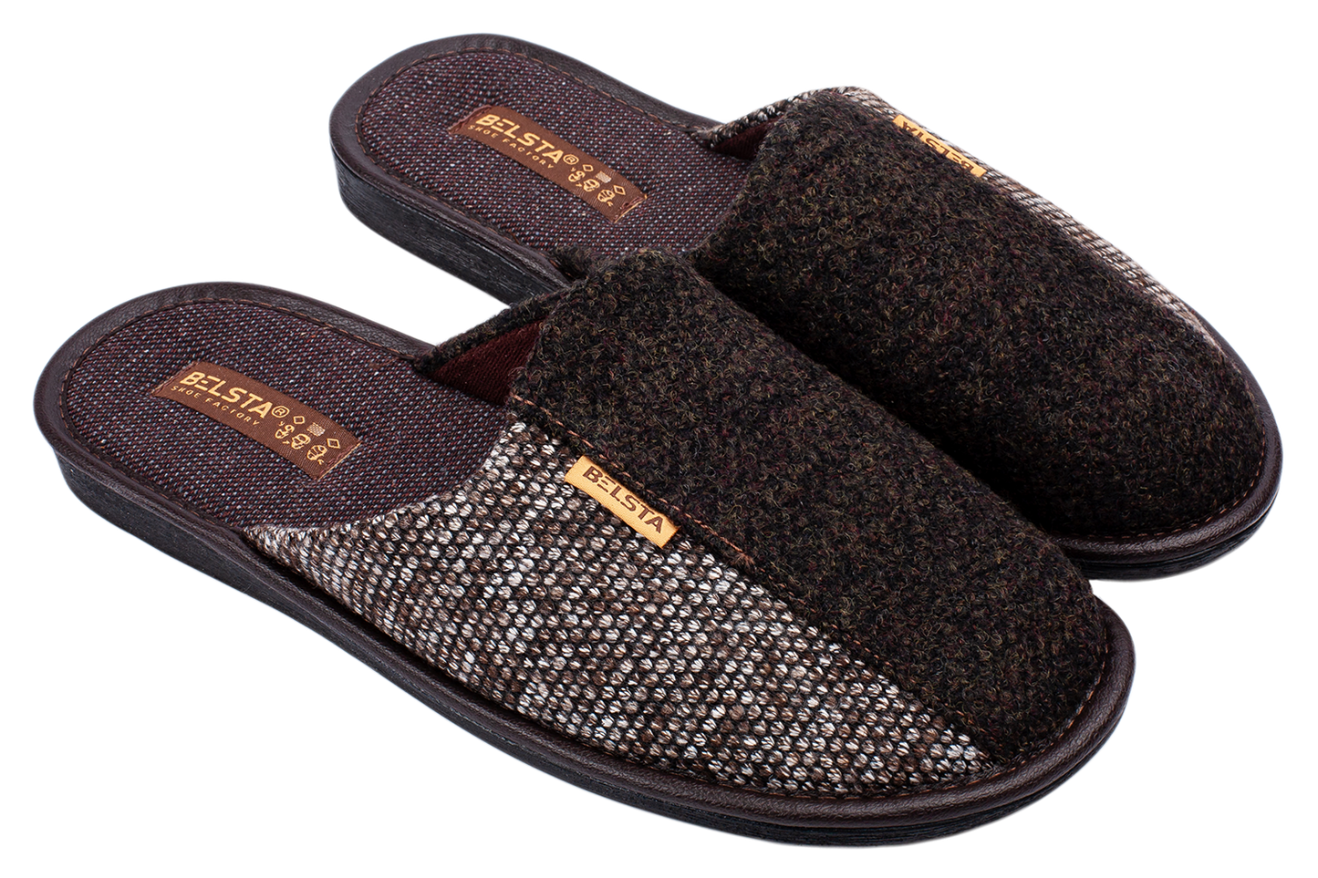 Мъжки затворени пантофи BELSTA от вълна и текстил/Men's Closed Slippers BELSTA from Wool and Textile