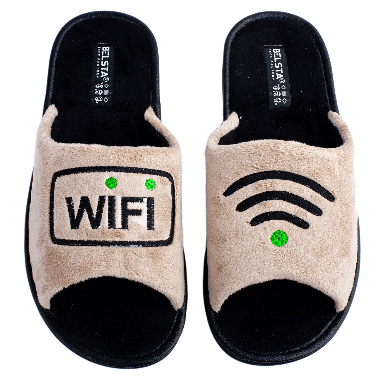Опаковка: Мъжки отворени пантофи BELSTA от велур с оригинална бродерия WIFI/Size set: Men's Open Slippers BELSTA from Velour with Original WIFI Embroidery