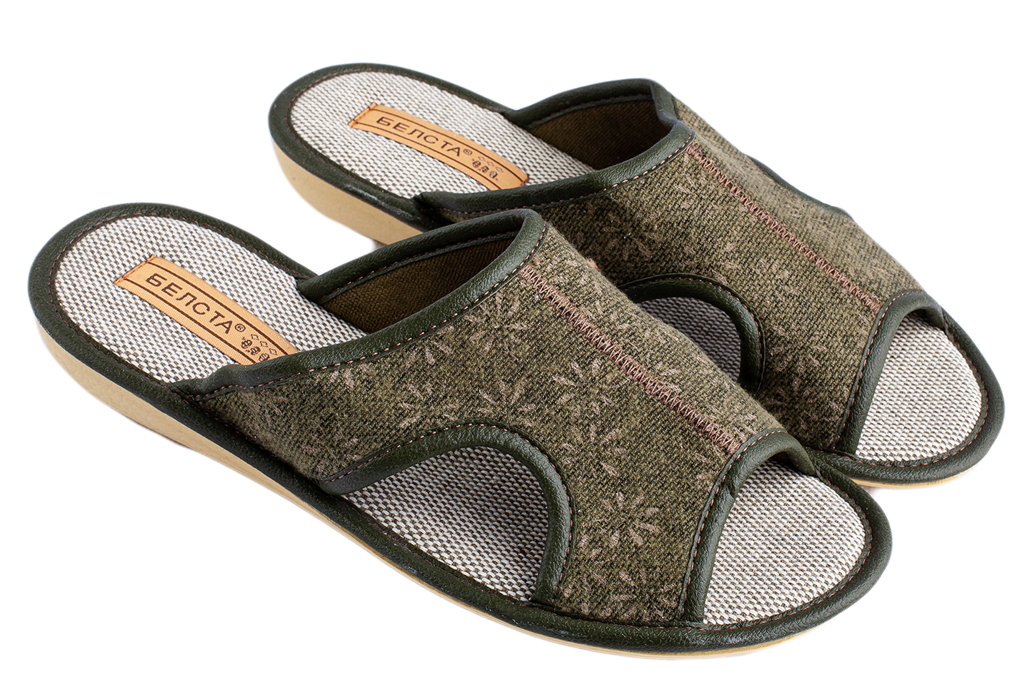 Дамски отворени пантофи BELSTA от текстил с разнообразен принт/Women's Open Slippers BELSTA from Textile with Assorted Print