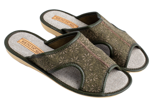 Дамски отворени пантофи BELSTA от текстил с разнообразен принт/Women's Open Slippers BELSTA from Textile with Assorted Print