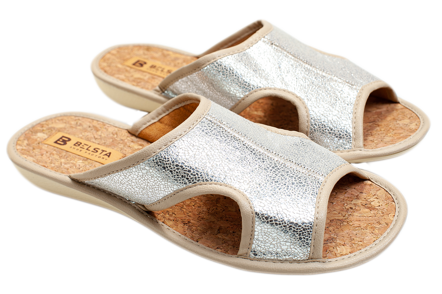 Дамски отворени пантофи BELSTA от текстил с разнообразен принт/Women's Open Slippers BELSTA from Textile with Assorted Print