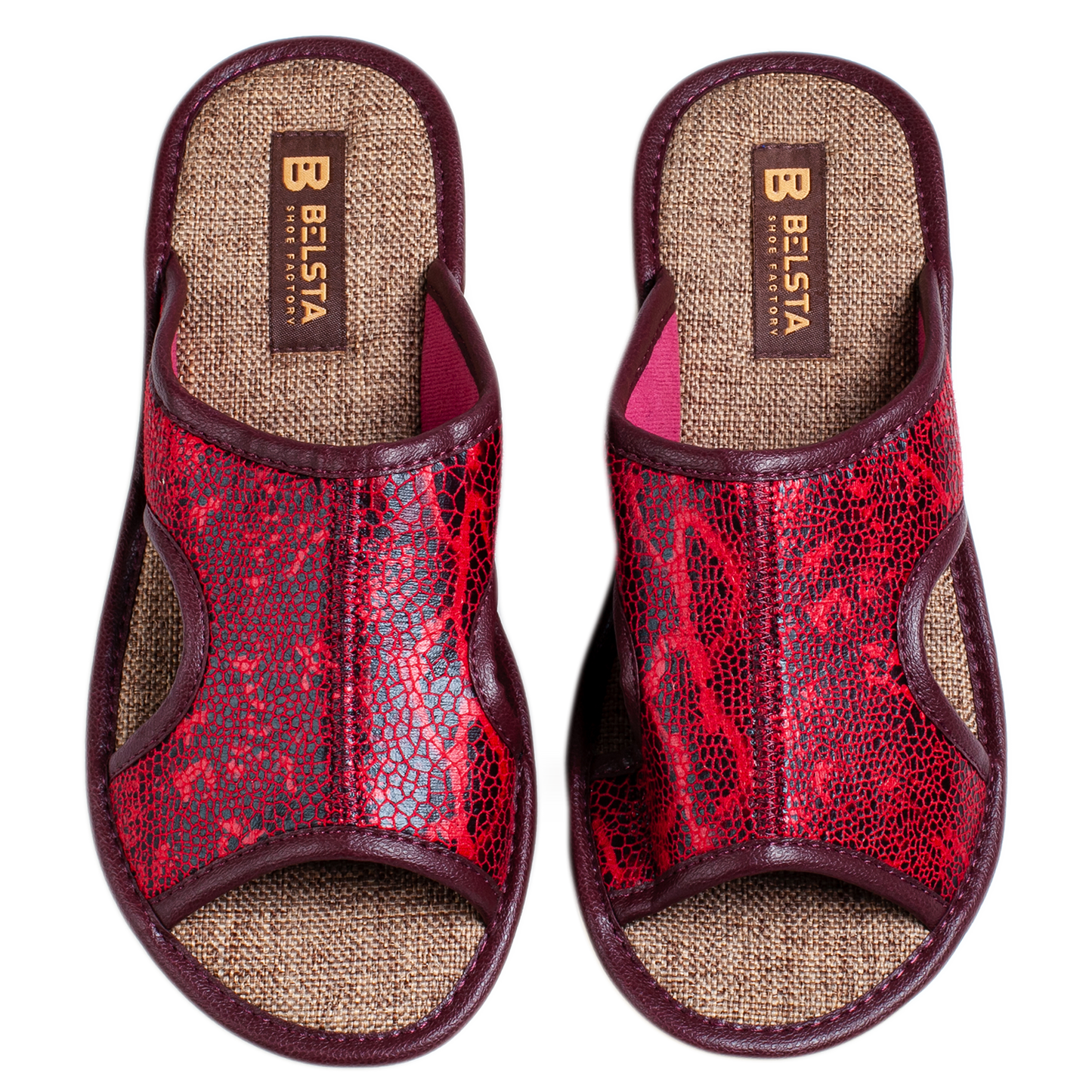 Дамски отворени пантофи BELSTA от текстил с разнообразен принт/Women's Open Slippers BELSTA from Textile with Assorted Print