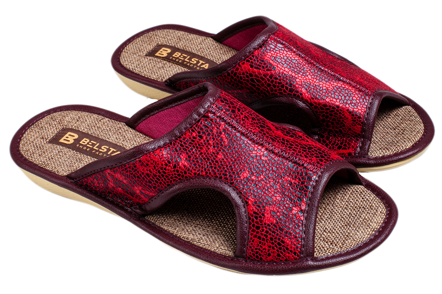 Дамски отворени пантофи BELSTA от текстил с разнообразен принт/Women's Open Slippers BELSTA from Textile with Assorted Print