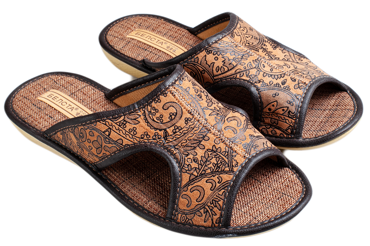Дамски отворени пантофи BELSTA от текстил с разнообразен принт/Women's Open Slippers BELSTA from Textile with Assorted Print
