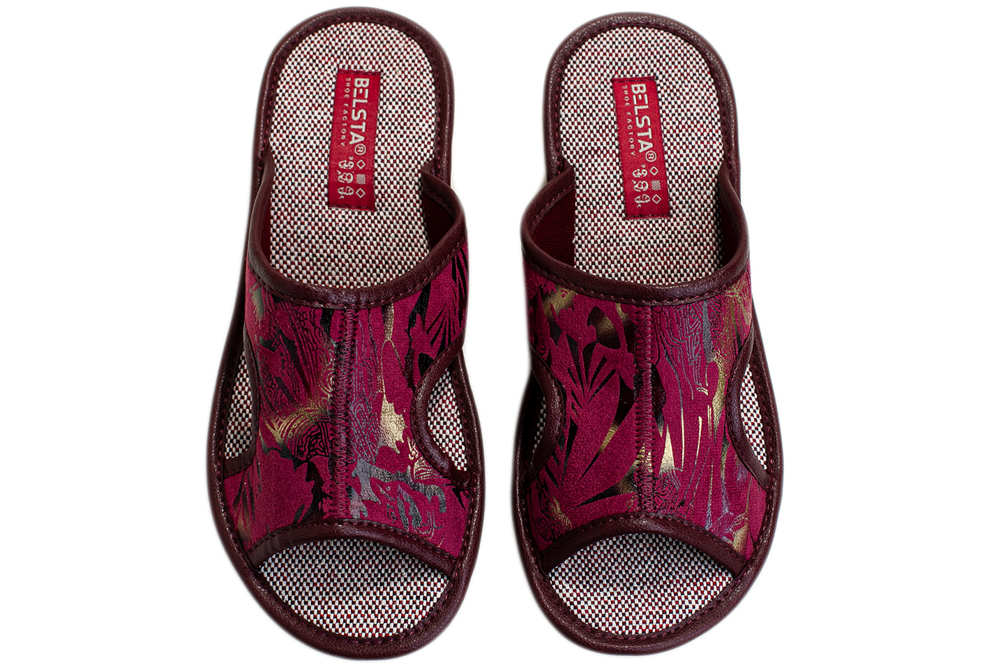 Дамски отворени пантофи BELSTA от текстил с разнообразен принт/Women's Open Slippers BELSTA from Textile with Assorted Print