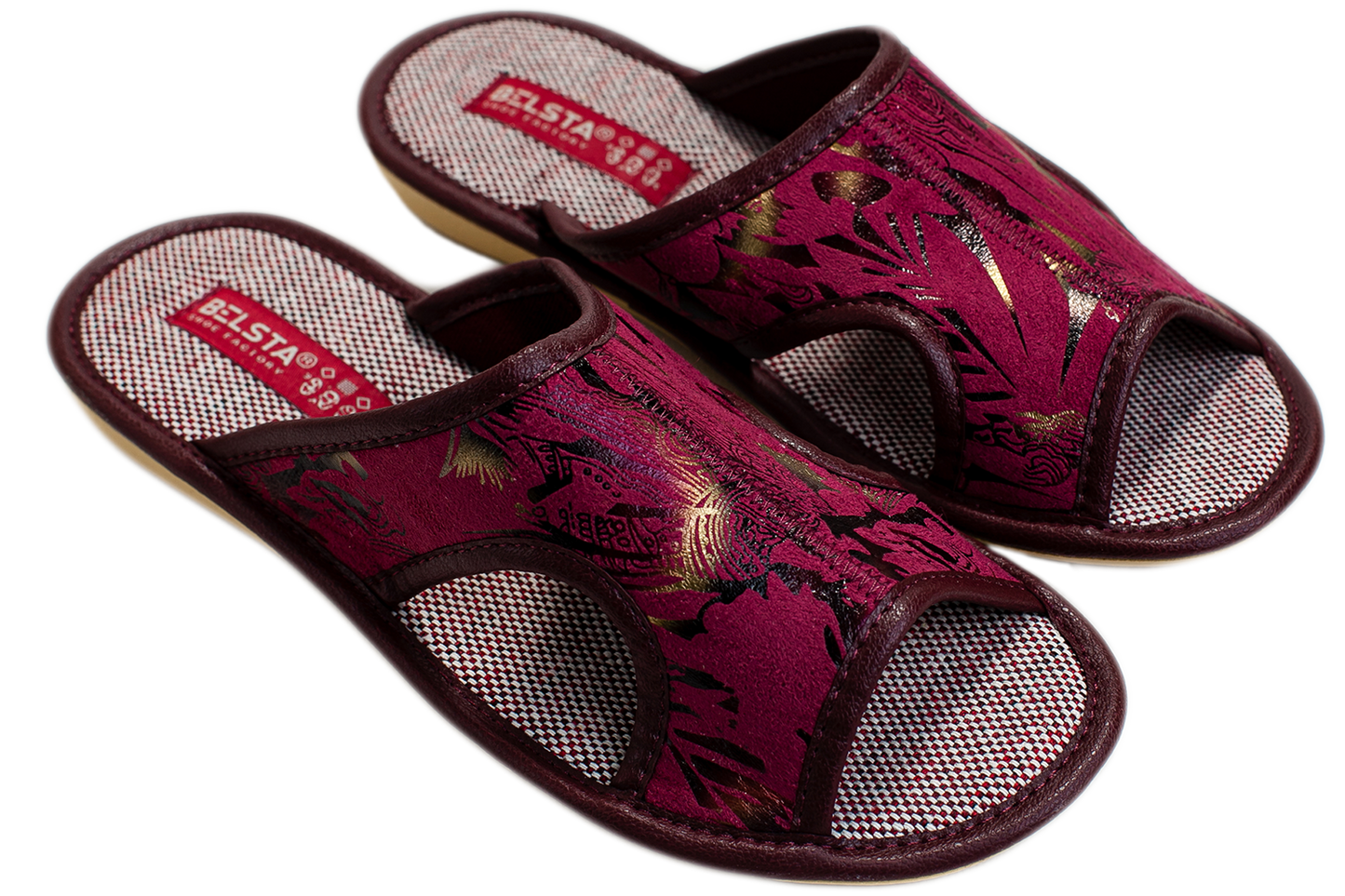 Дамски отворени пантофи BELSTA от текстил с разнообразен принт/Women's Open Slippers BELSTA from Textile with Assorted Print