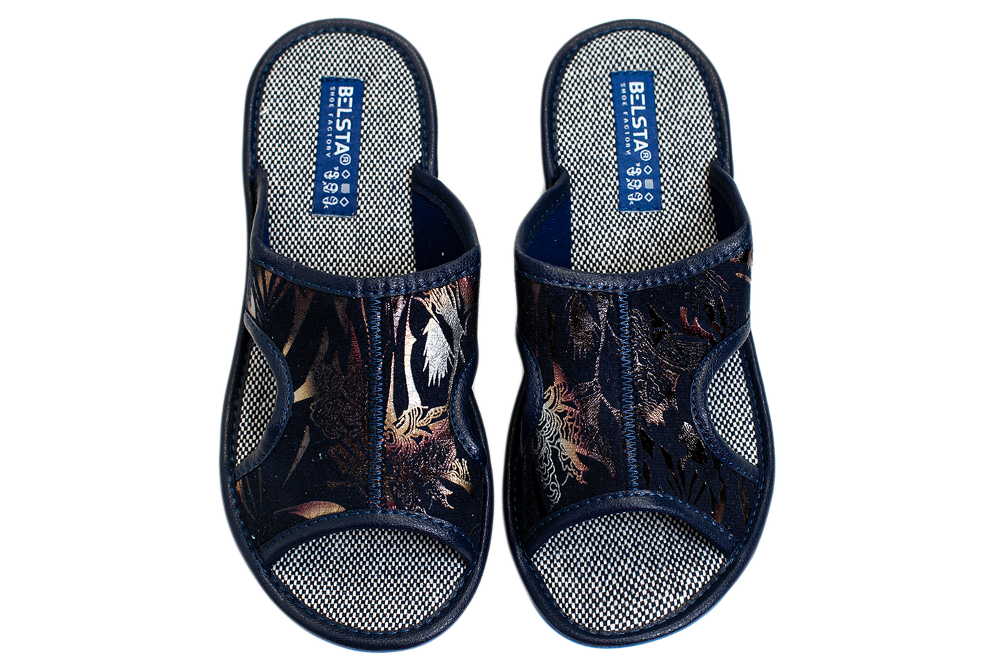 Дамски отворени пантофи BELSTA от текстил с разнообразен принт/Women's Open Slippers BELSTA from Textile with Assorted Print