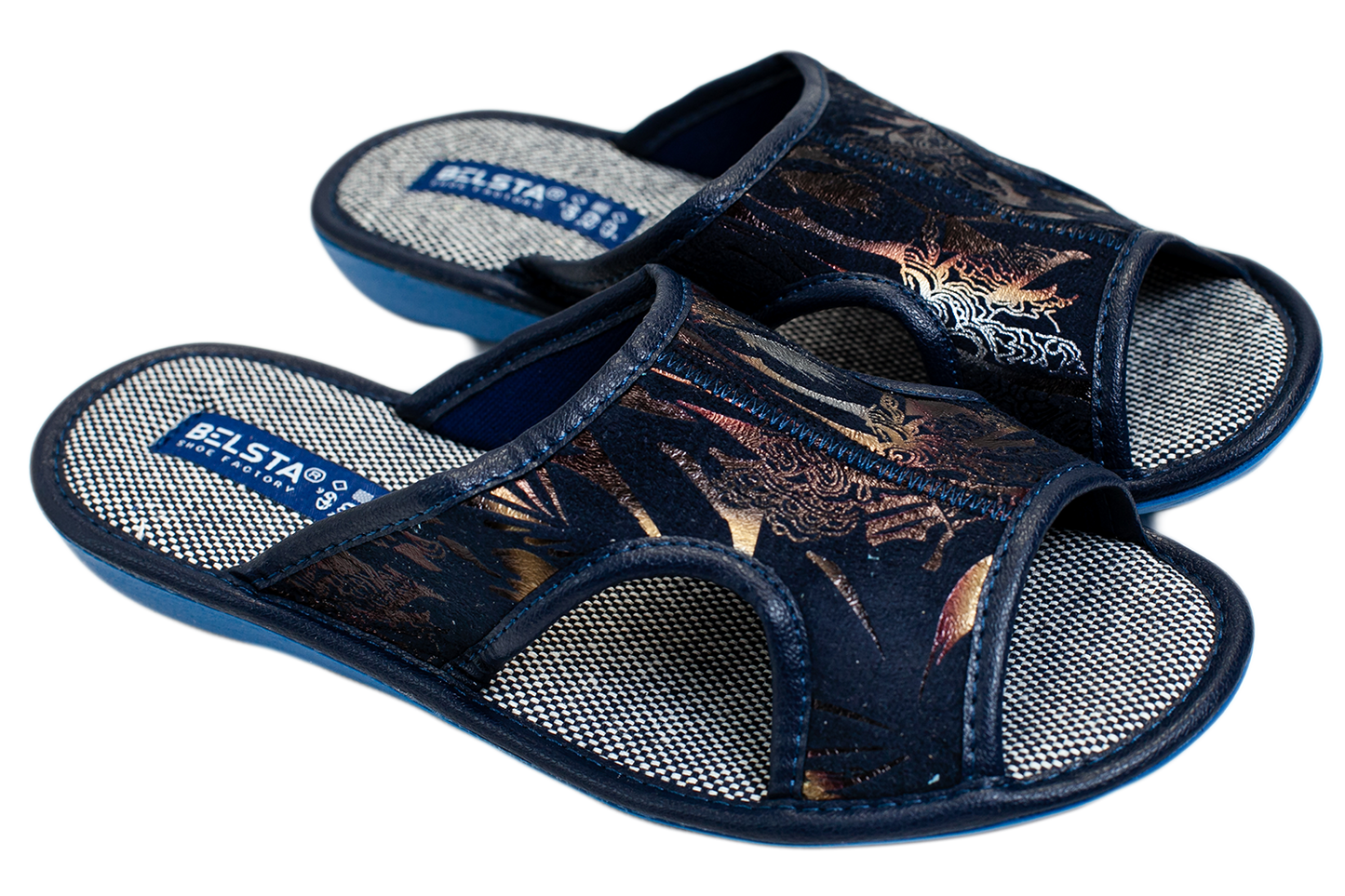 Дамски отворени пантофи BELSTA от текстил с разнообразен принт/Women's Open Slippers BELSTA from Textile with Assorted Print