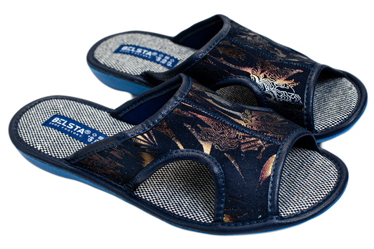 Дамски отворени пантофи BELSTA от текстил с разнообразен принт/Women's Open Slippers BELSTA from Textile with Assorted Print