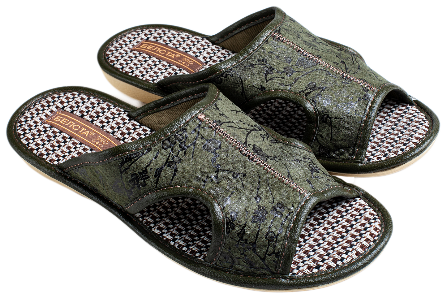 Дамски отворени пантофи BELSTA от текстил с разнообразен принт/Women's Open Slippers BELSTA from Textile with Assorted Print