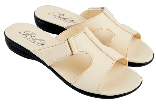 Дамски отворени чехли BELSTA от еко кожа с велкро закопчаване/Women’s Open Slippers BELSTA from Eco-Leather with Velcro Fastening