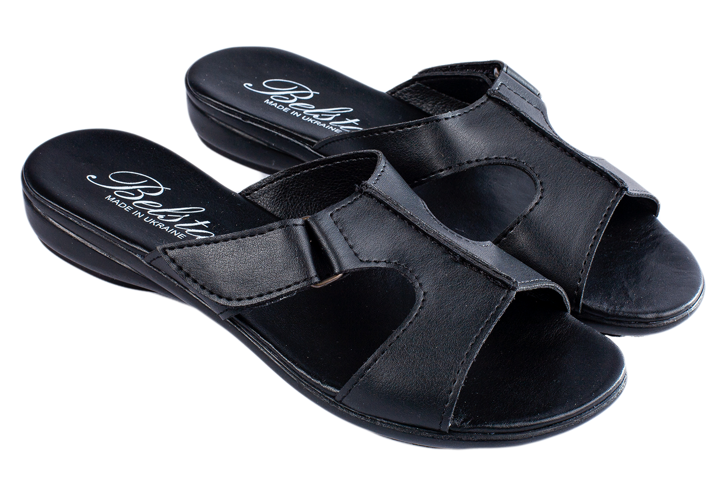 Дамски отворени чехли BELSTA от еко кожа с велкро закопчаване/Women’s Open Slippers BELSTA from Eco-Leather with Velcro Fastening