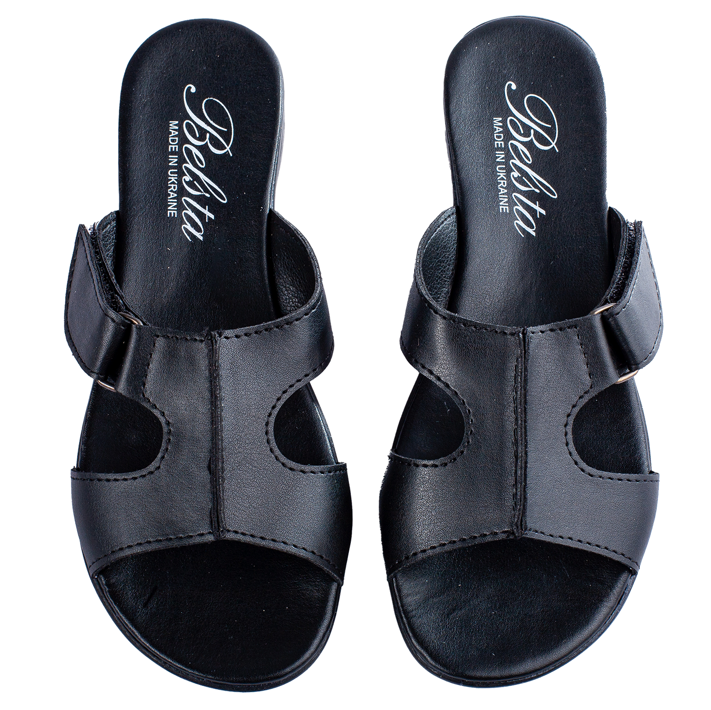 Дамски отворени чехли BELSTA от еко кожа с велкро закопчаване/Women’s Open Slippers BELSTA from Eco-Leather with Velcro Fastening