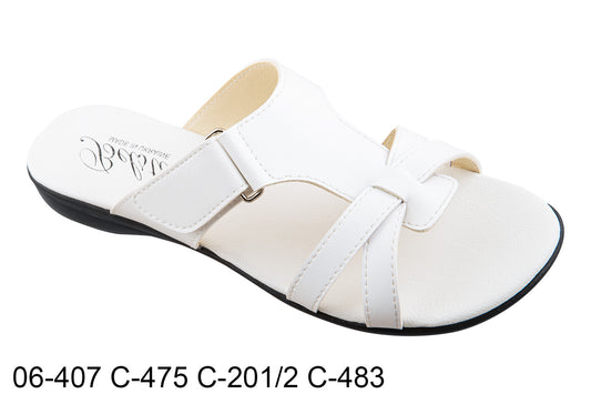 Дамски отворени чехли BELSTA от еко кожа с велкро закопчаване\Women's Open Slippers BELSTA from Eco-Leather with Velcro Fastening