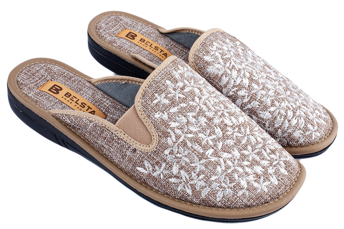 Опаковка: Дамски затворени пантофи BELSTA от текстил с декоративна бродерия/Size set: Women's Closed Slippers BELSTA from Textile with Decorative Embroidery