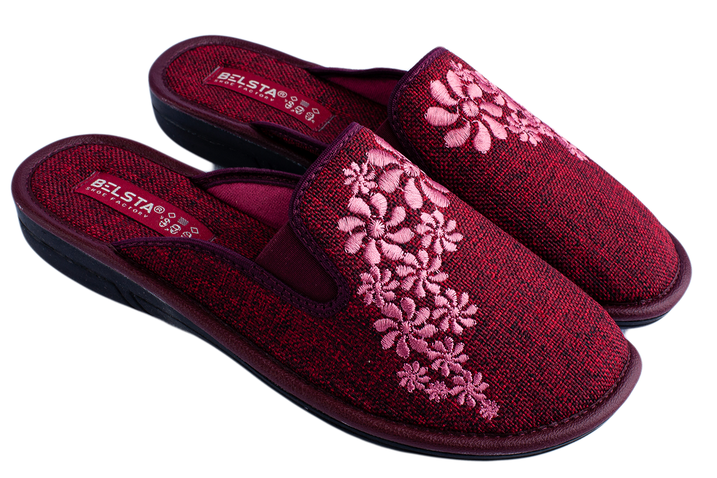 Опаковка: Дамски затворени пантофи BELSTA от текстил с декоративна бродерия/Size set: Women's Closed Slippers BELSTA from Textile with Decorative Embroidery