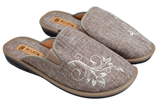 Дамски затворени пантофи BELSTA от перфорирана еко кожа/Women's Closed Slippers BELSTA from Perforated Eco-Leather