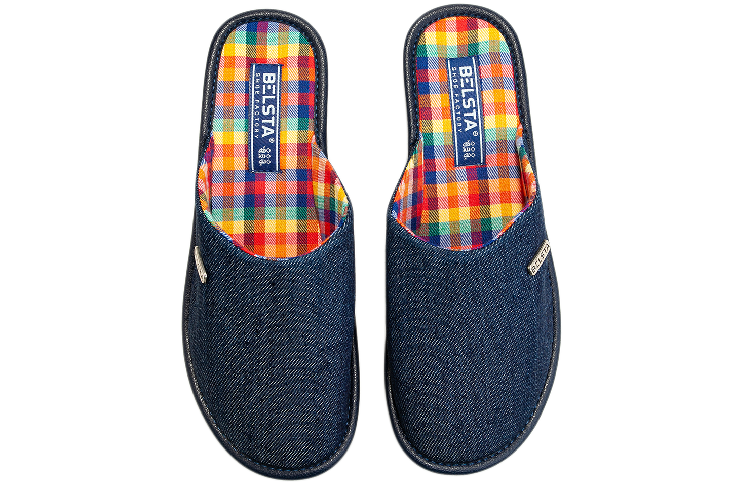 Опаковка: Дамски затворени чехли BELSTA от тъмносин деним/Size set: Women's Closed Slippers BELSTA from Dark Blue Denim