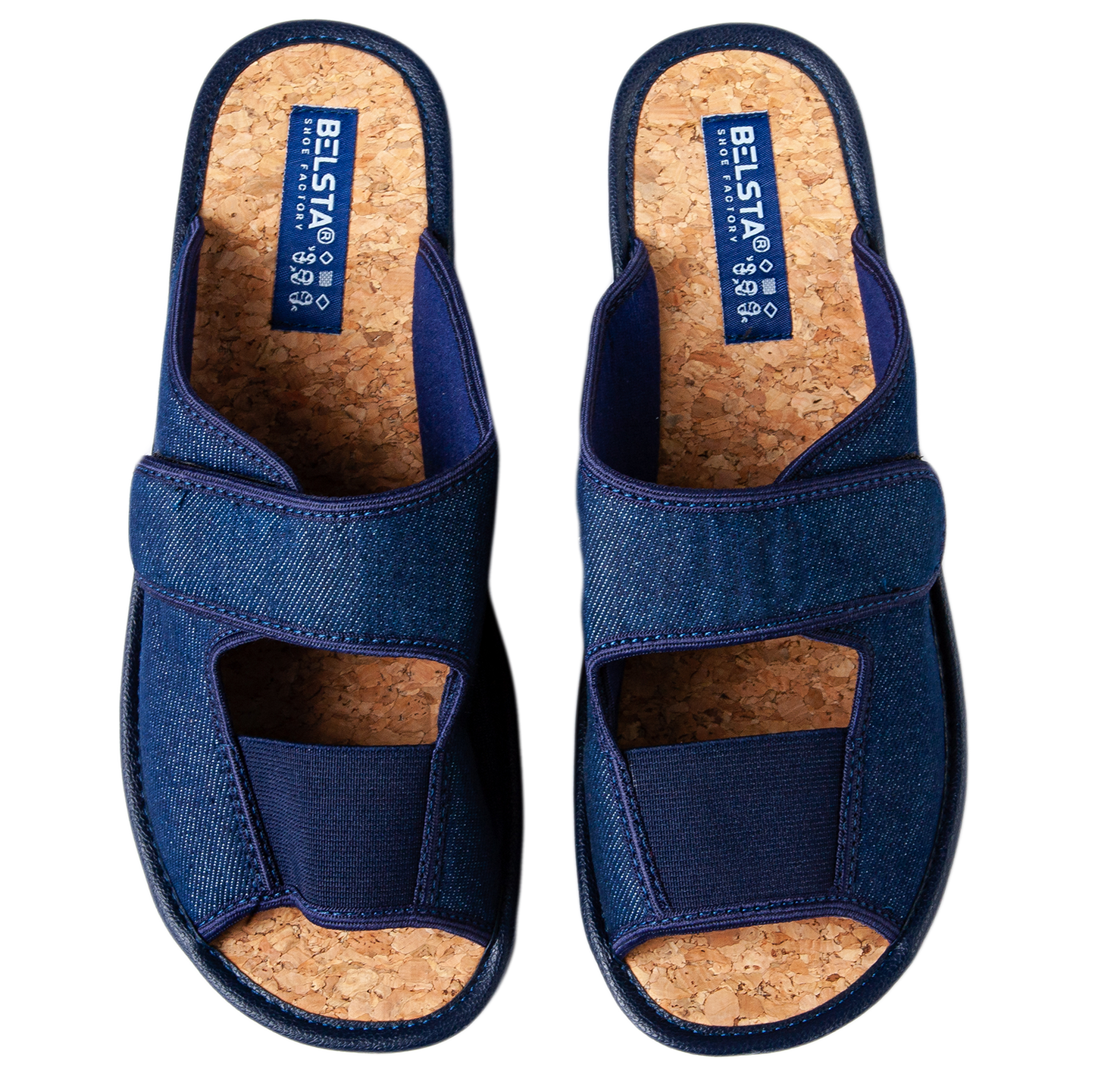 Дамски отворени пантофи BELSTA от деним с велкро/Women’s Open-Toe BELSTA Denim Slippers with Velcro