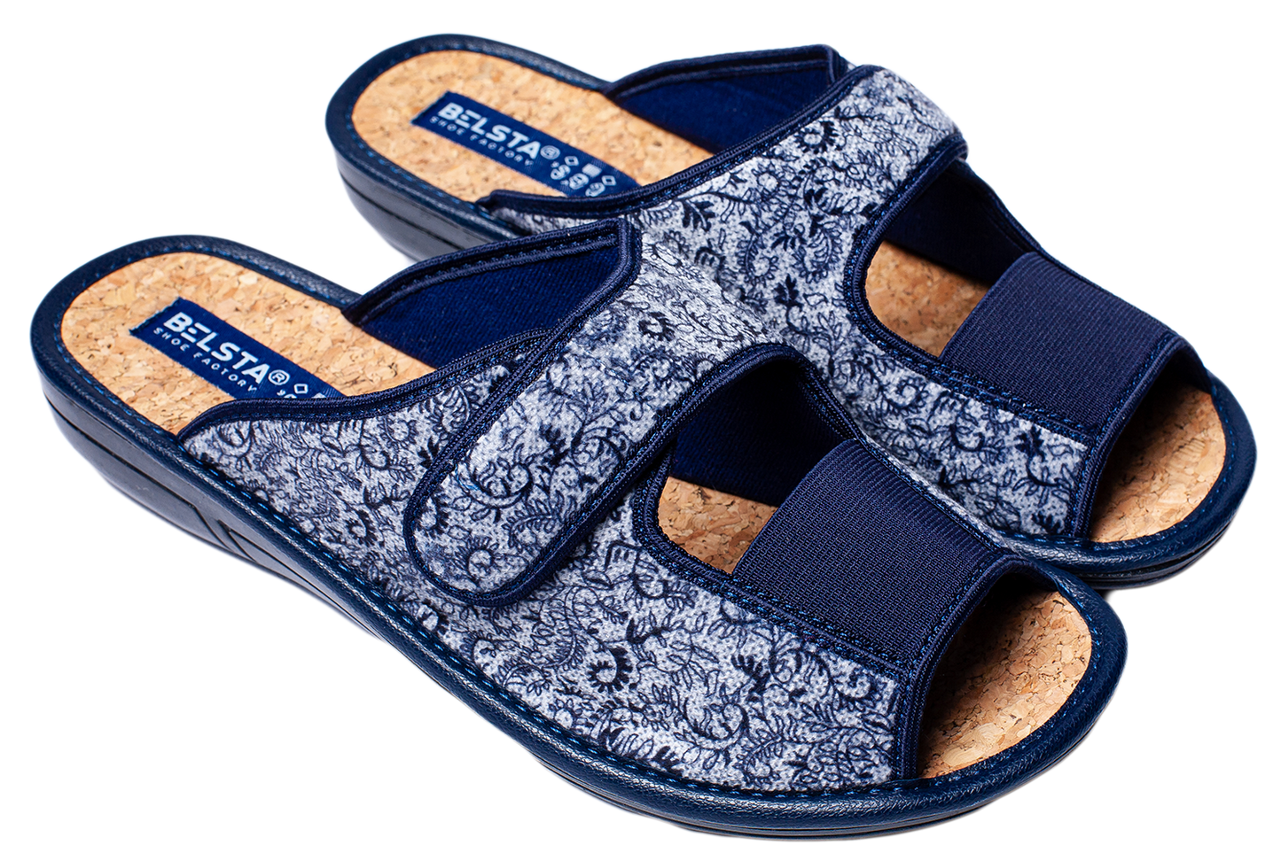 Дамски отворени пантофи BELSTA от деним с велкро/Women’s Open-Toe BELSTA Denim Slippers with Velcro