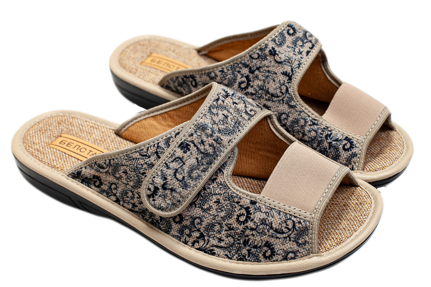 Дамски отворени пантофи BELSTA от деним с велкро/Women’s Open-Toe BELSTA Denim Slippers with Velcro