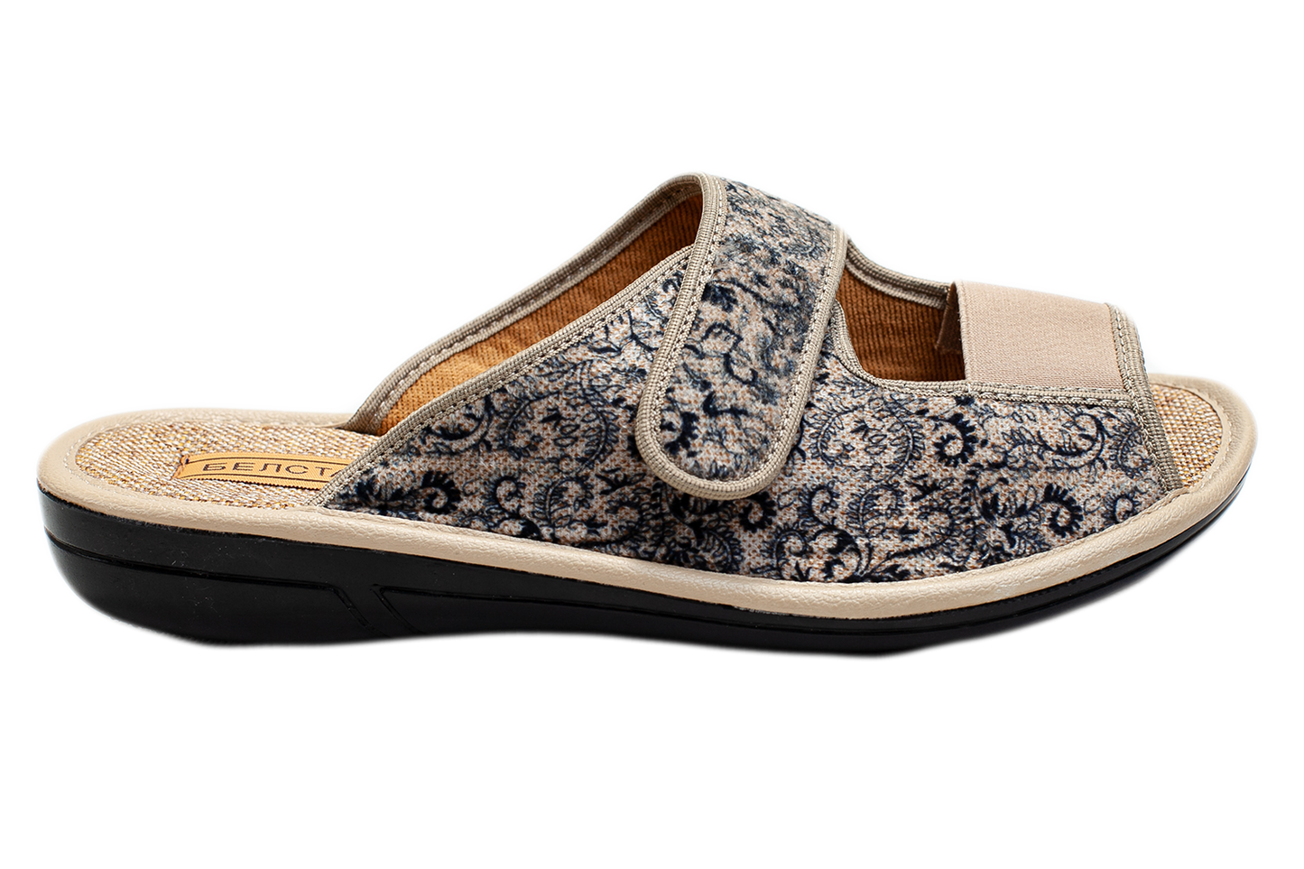 Дамски отворени пантофи BELSTA от деним с велкро/Women’s Open-Toe BELSTA Denim Slippers with Velcro