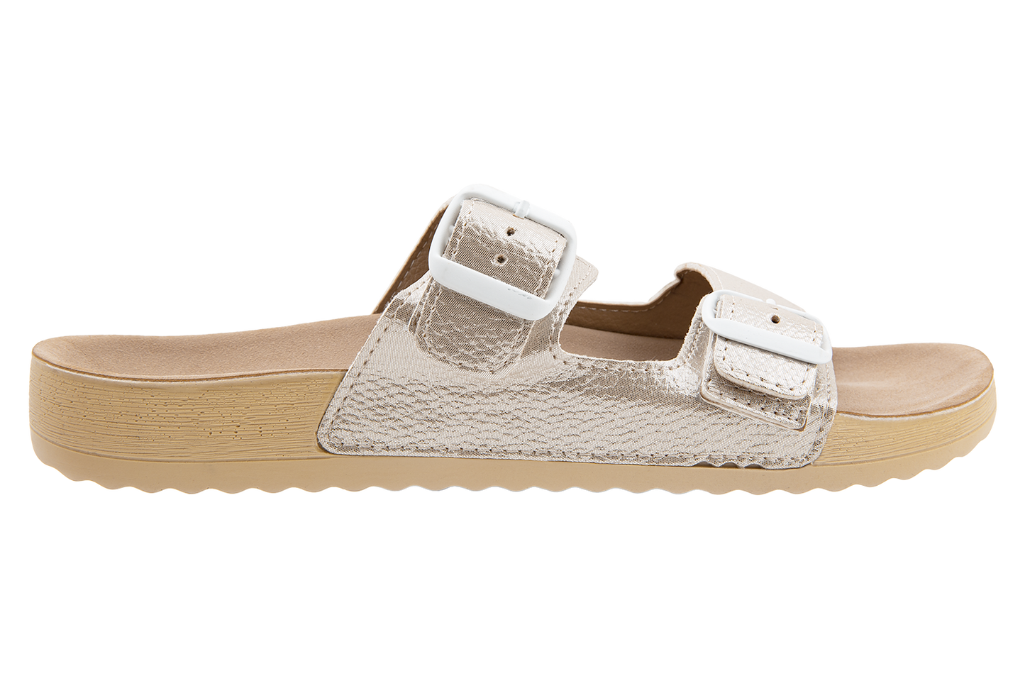 Дамски летни отворени чехли BELSTA от еко кожа в сребристо-бежов цвят\Women's Summer Open Slippers BELSTA from Silver-Beige Eco-Leather