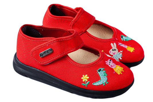 Опаковка: Детски затворени сандали BELSTA от текстил с бродерия/Size set: Kids' Closed Sandals BELSTA from Textile with Embroidery