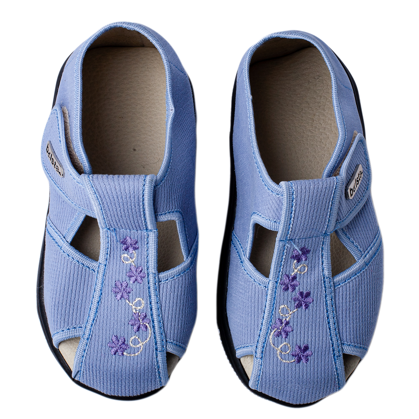 Детски отворени сандали BELSTA от велвет с цветна бродерия/Kids' Open Sandals BELSTA from Velvet with Floral Embroidery