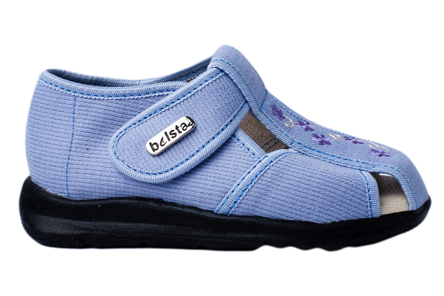 Детски отворени сандали BELSTA от велвет с цветна бродерия/Kids' Open Sandals BELSTA from Velvet with Floral Embroidery