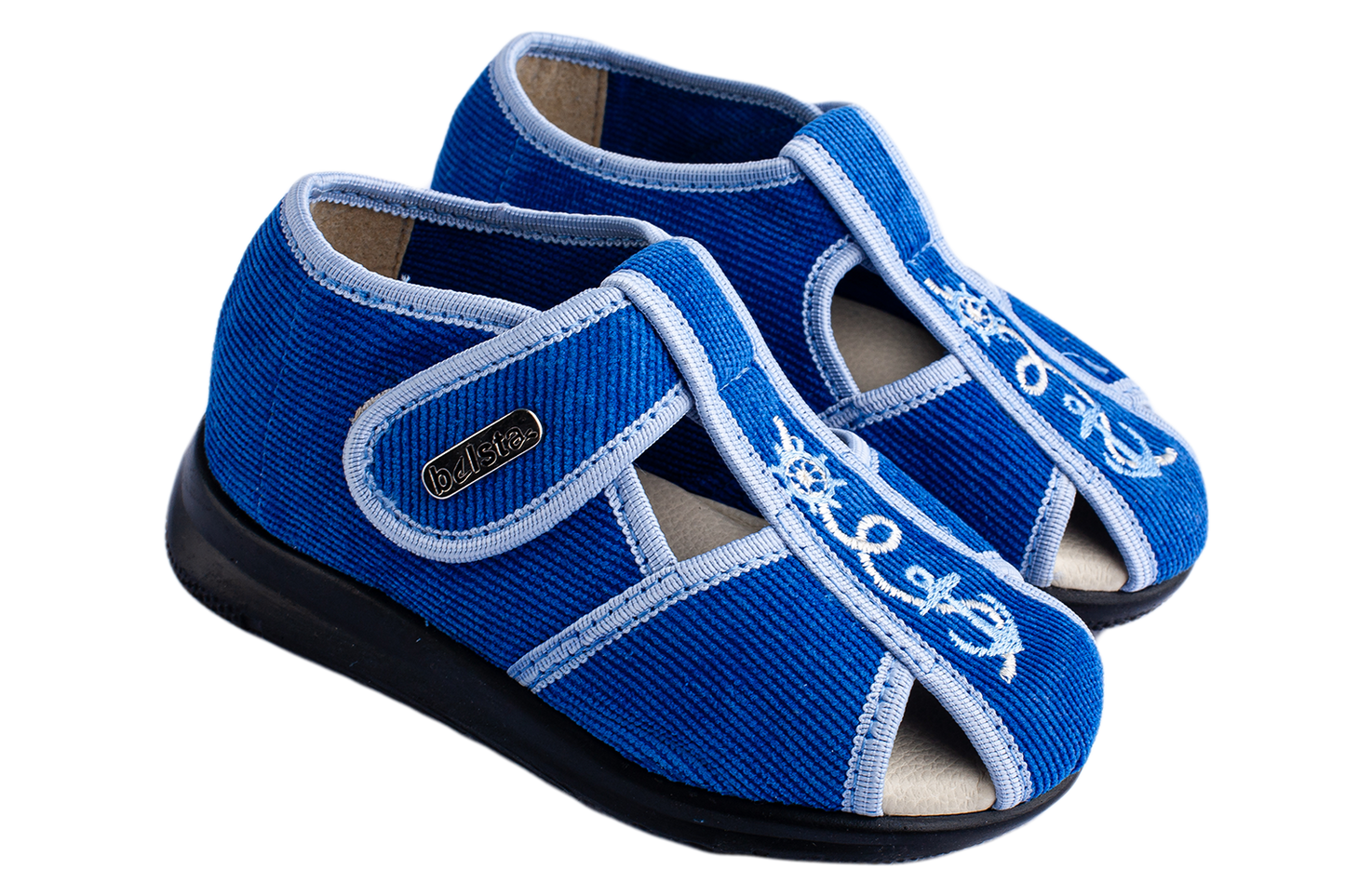 Детски отворени сандали BELSTA от велвет с цветна бродерия/Kids' Open Sandals BELSTA from Velvet with Floral Embroidery